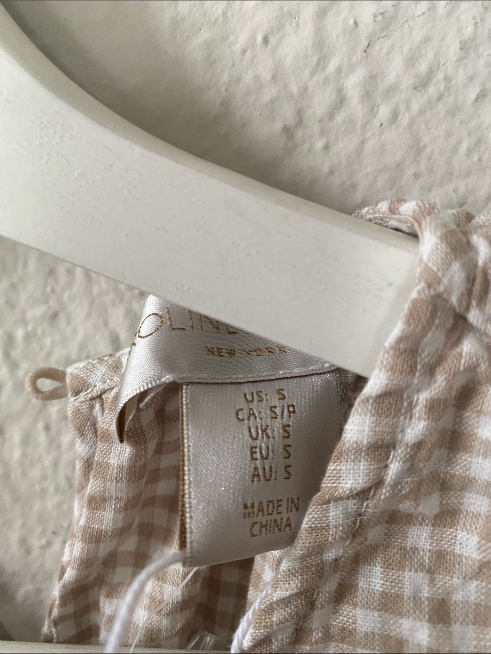 Caroline Constas Tan White Gingham Check Plaid Midi Smocked Sundress size small - Picture 4 of 7